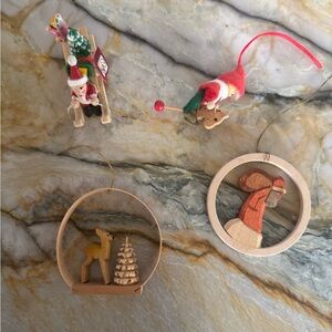 Vintage Wooden Christmas Ornament Set